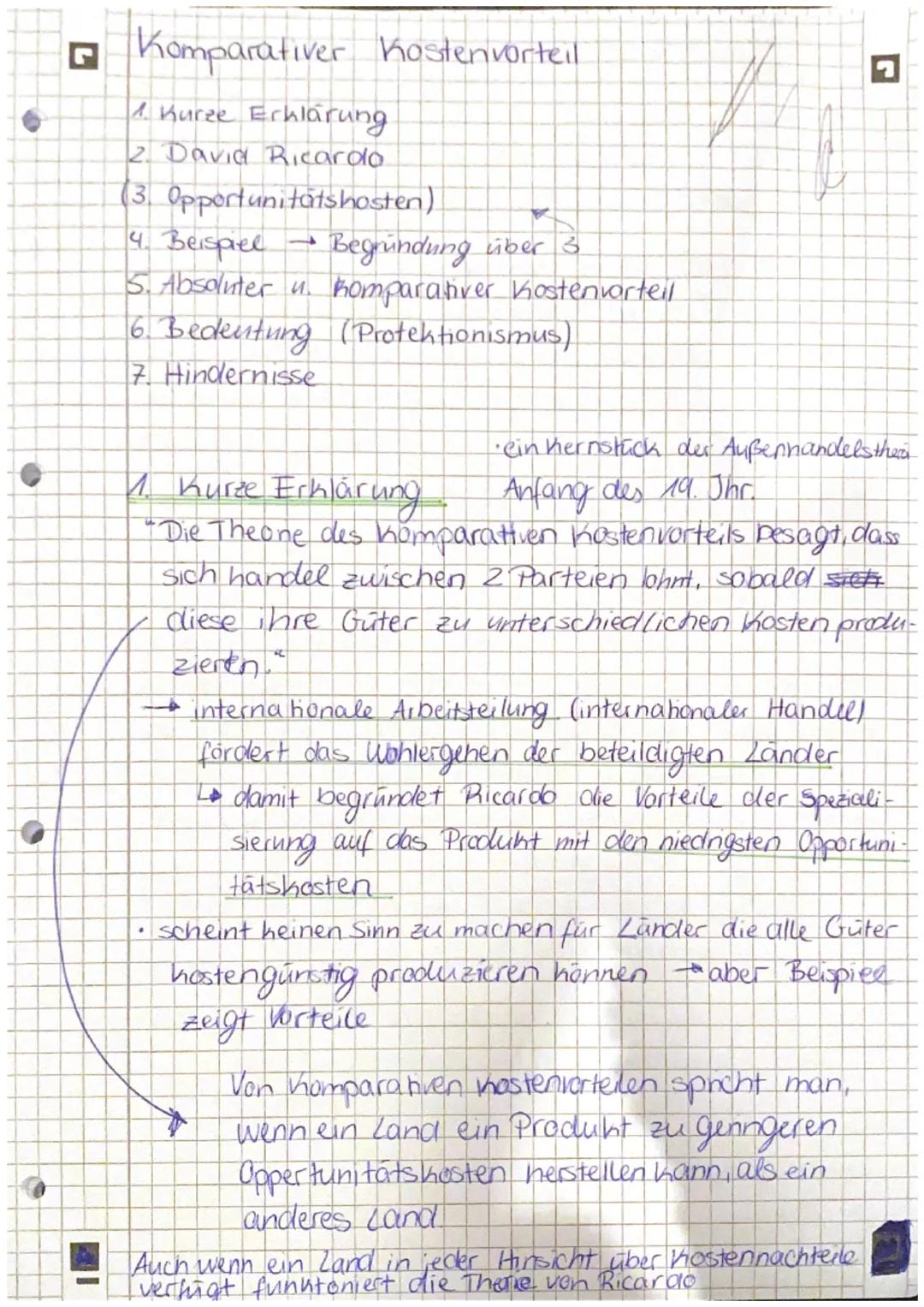 # Komparativer Kostenvorteil

1. Kurze Erklärung
2. David Ricardo
3. Opportunitatshosten)
4. Beispiel Begründung über 3
5. Absoluter u. Komp