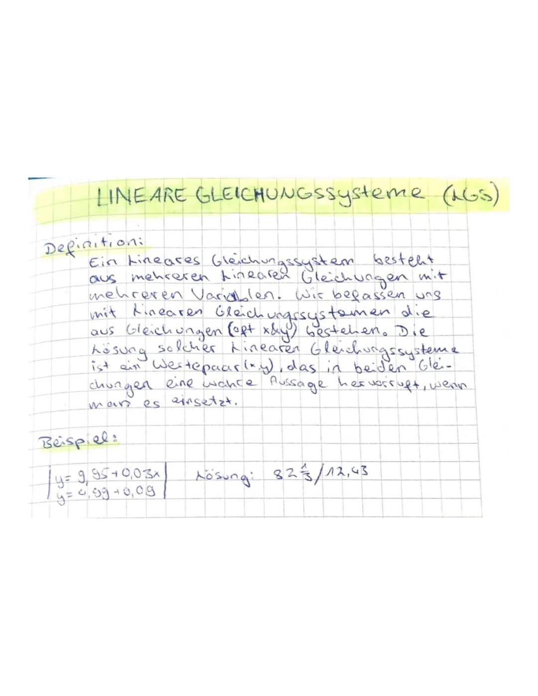 Lineare Gleichungssysteme und Gleichungsverfahren