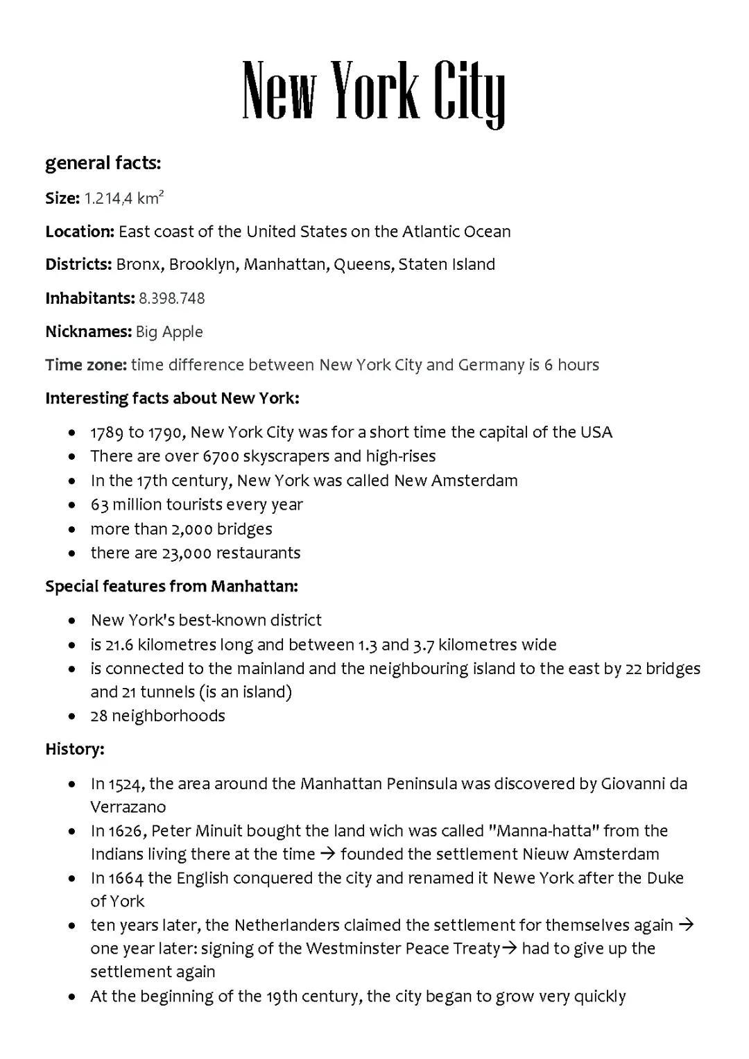 Vortrag über New York City
