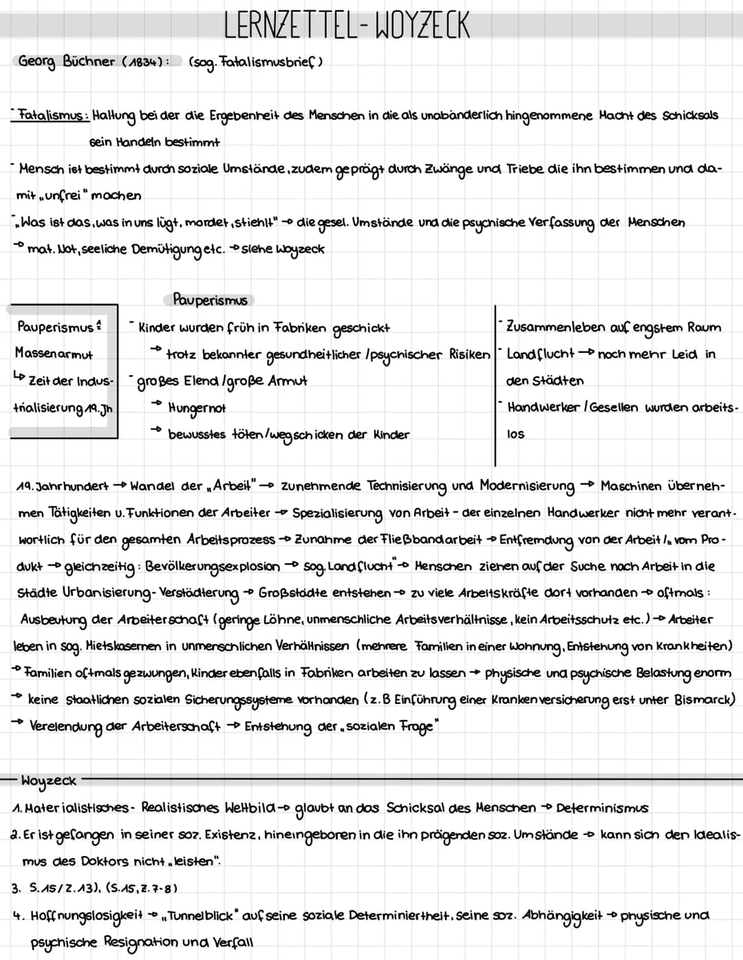 Georg Büchner (1834): (sog. Fatalismusbrief)
Fatalismus: Haltung bei der die Ergebenheit des Menschen in die als unabanderlich hingenommene 