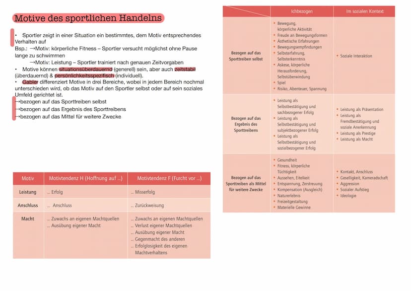  Motive des sportlichen Handelns
Sportler zeigt in einer Situation ein bestimmtes, dem Motiv entsprechendes
Verhalten auf
Bsp.: →Motiv: körp