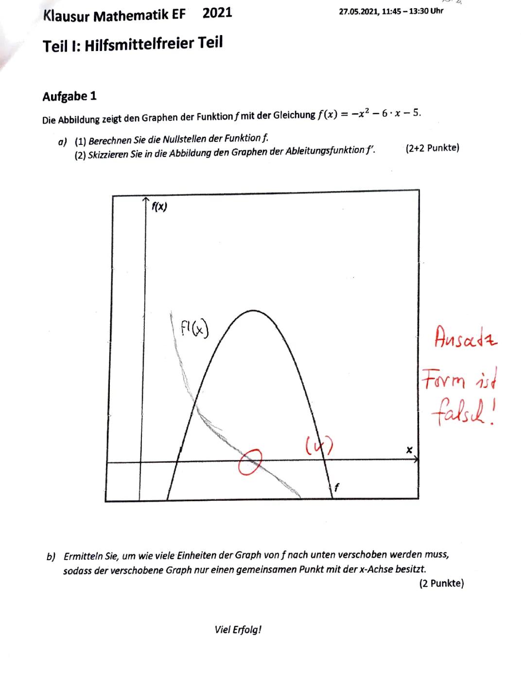 Mathe Klausur Analysis EF