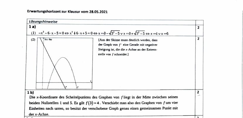 Teil II: Innermathematische und kontextbezogene Aufgaben mit Hilfsmittel
Aufgab 2: Analysis (innermathematische Aufgabe)
Gegeben ist die Fun