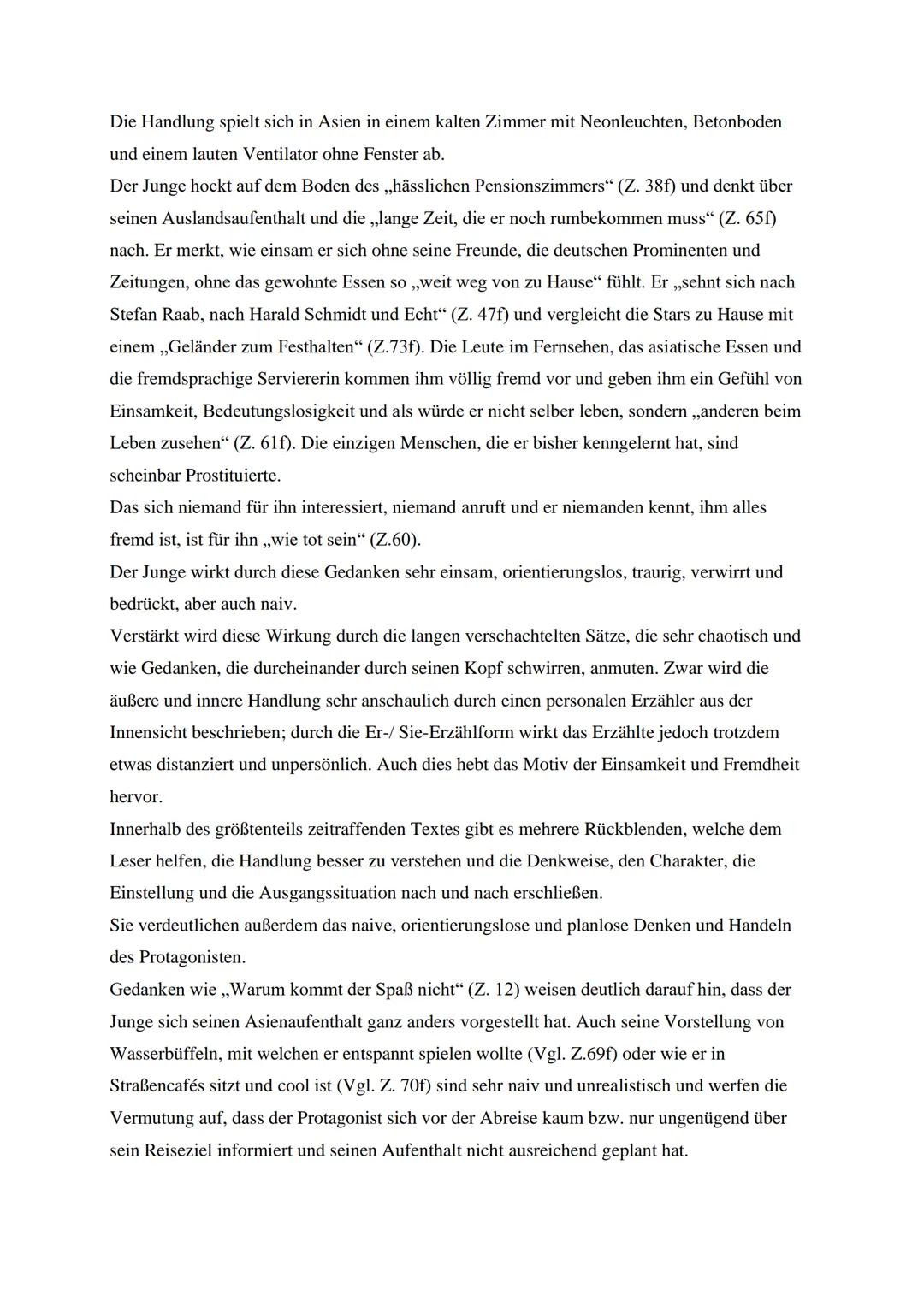 Interpretation der Kurzgeschichte “Hauptsache weit” von Sibylle Berg (2001)
Fernweh ist vor allem für viele junge Menschen ständiger Begleit