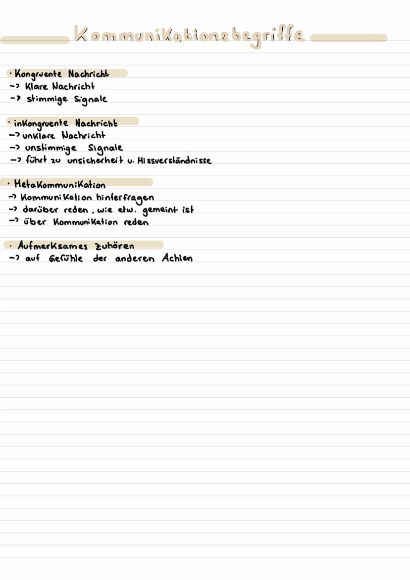 Shamon + Weaver
↓
.
Sender
Kommunikation
codiert
unbeabsichtigte
Störungen
Kommunikation Begriffe:
• Kongruente Nachricht
• inkongruente Nac