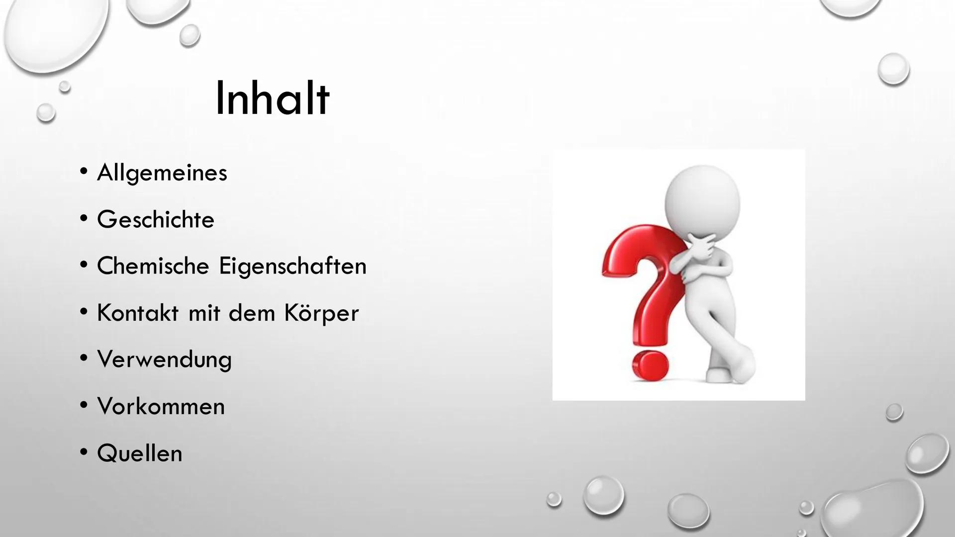 SCHWEFELSÄURE
Präsentation von Ilinca Michels
(O=S=0)
H-O-S-O-H ●
Inhalt
Allgemeines
Geschichte
Chemische Eigenschaften
Kontakt mit dem Körp