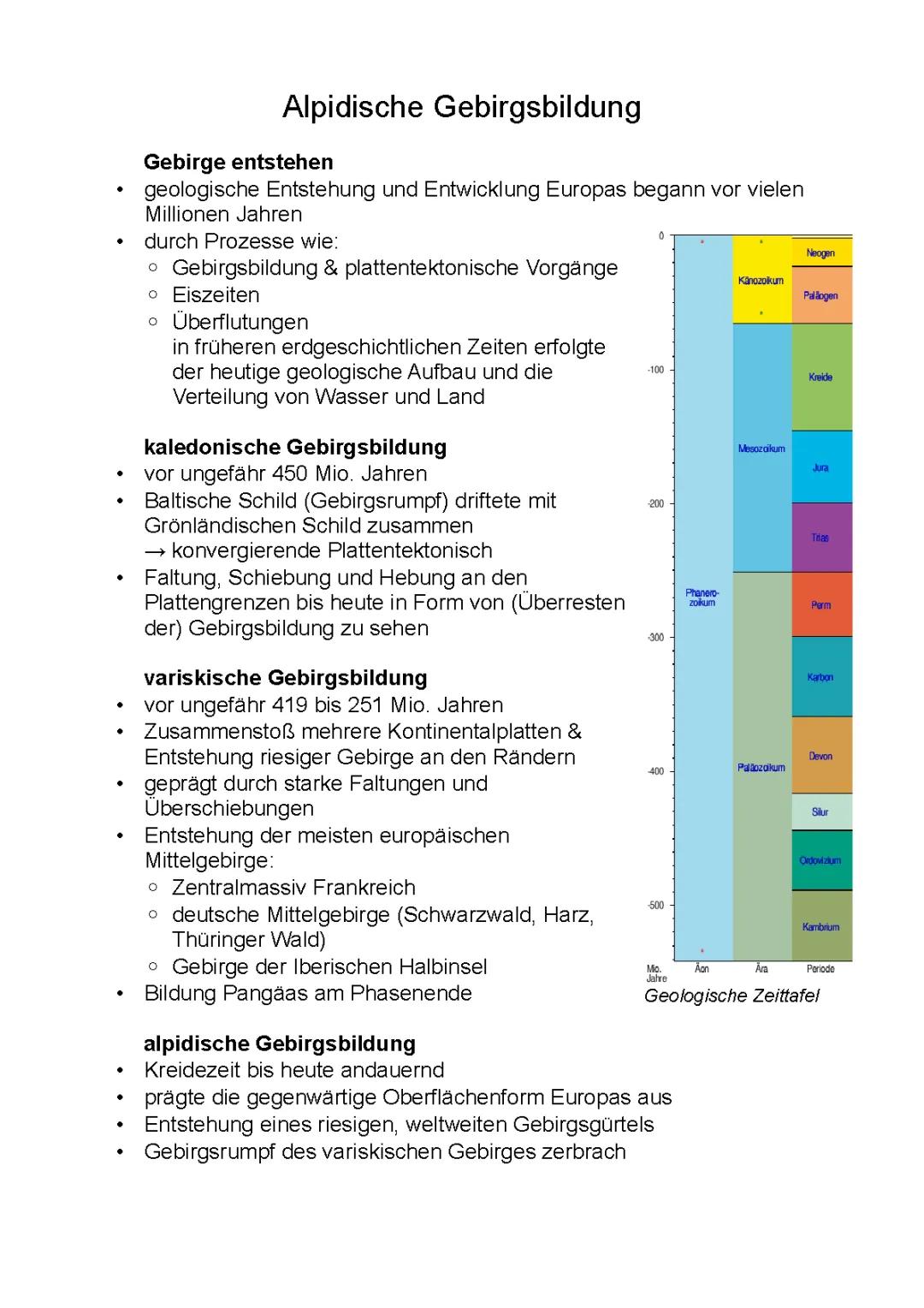 Alpidische Gebirgsbildung einfach erklärt - Beispiele und Phasen