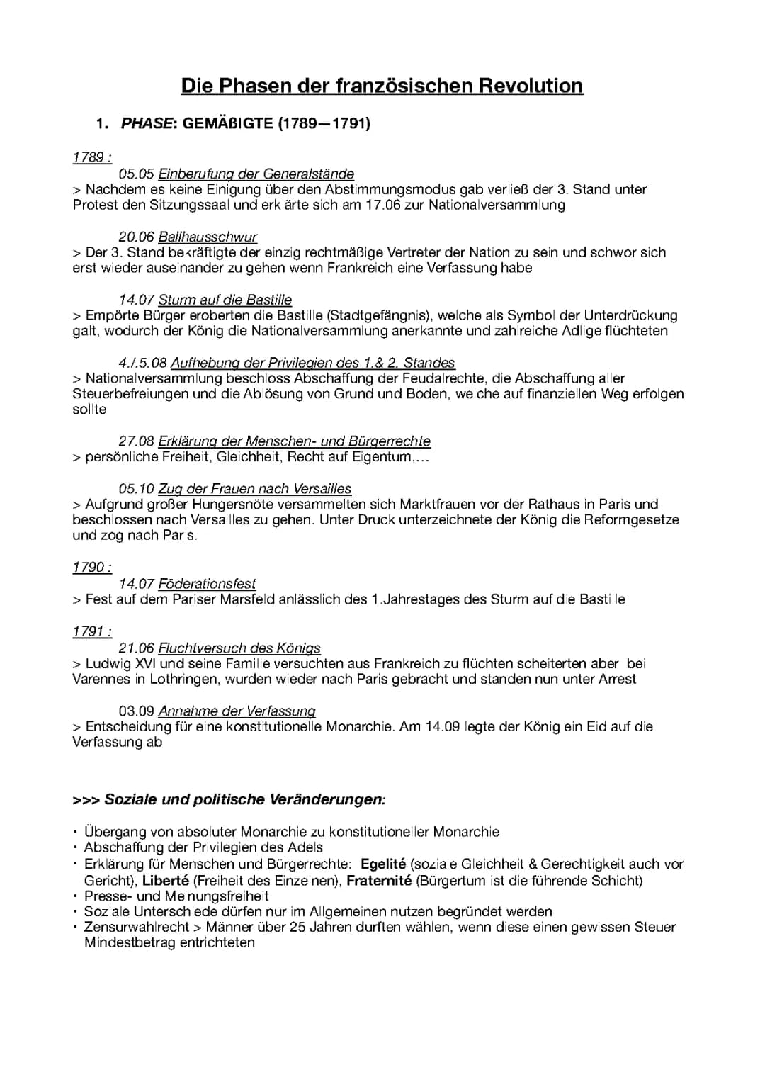 1.Phase der Französischen Revolution 