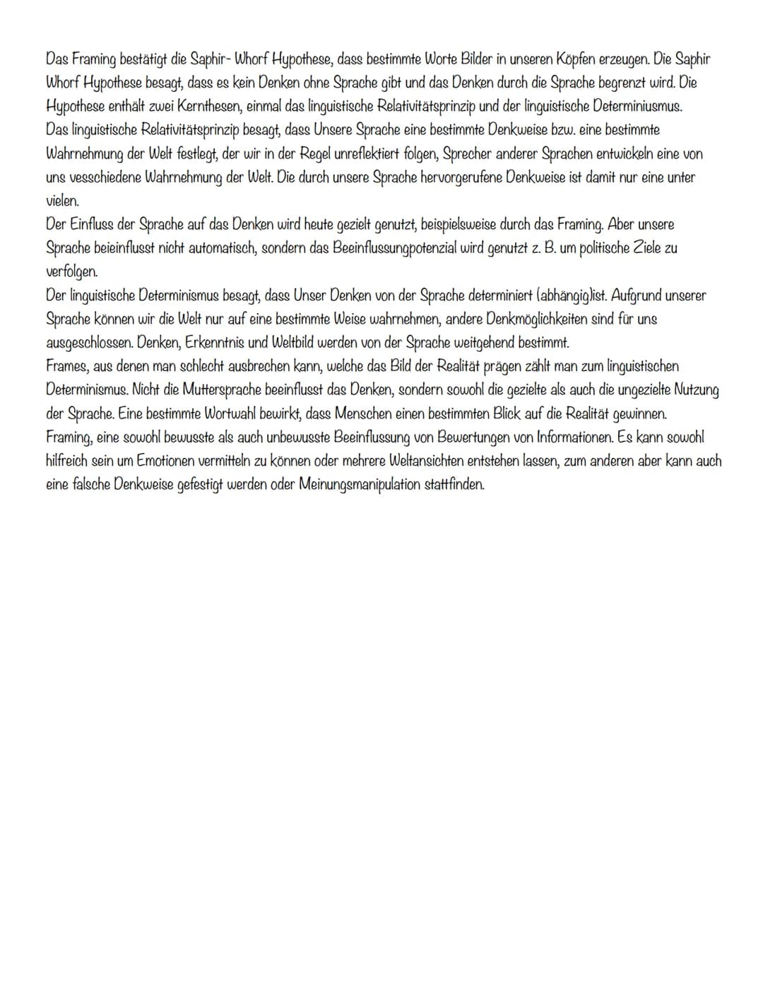 Framing- in Bezug auf die Saphir Whorf Hypothese
Manipulation? Und das auch noch jeden Tag? Zwar keine Manipulation, sondern das gezielte ei