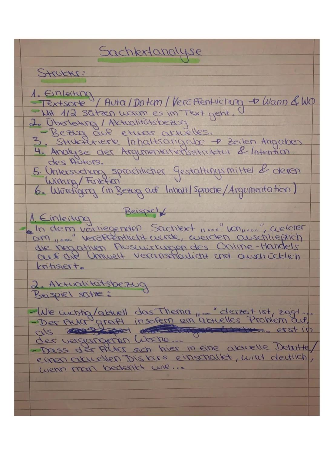 Sachtextanalyse
Struktur:
1. Einleiting
- Textsorik / Autor / Datum / Veröffentliching & Wann & Wo
- Mit 1/2 Sätzen worem es im Text
2. Über