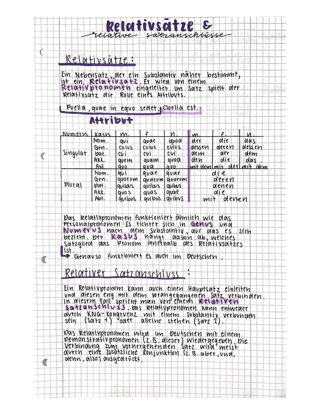 # Relativsätze &
relative satranschlüsse

Relativsätze:
Ein Nebensatz, der ein Substantiv näher bestimmt,
ist ein Relativsatz. Er wird von e