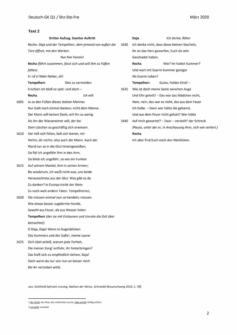 
<p>Das Drama "Nathan der Weise" von Lessing und "Woyzeck" von Büchner werden hinsichtlich der Gestaltung der Frauenfiguren und des daraus r