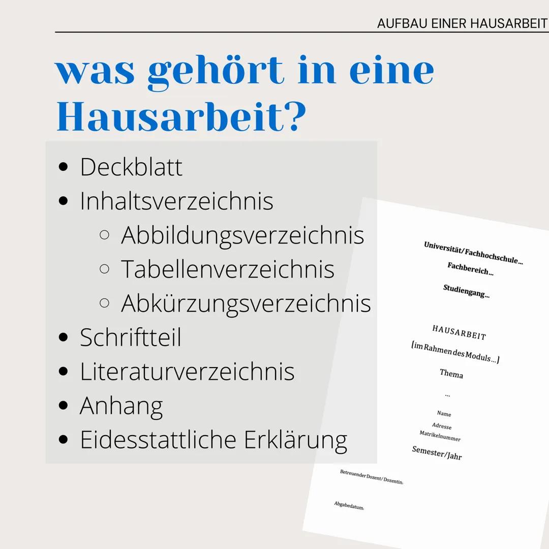 Aufbau einer Hausarbeit 