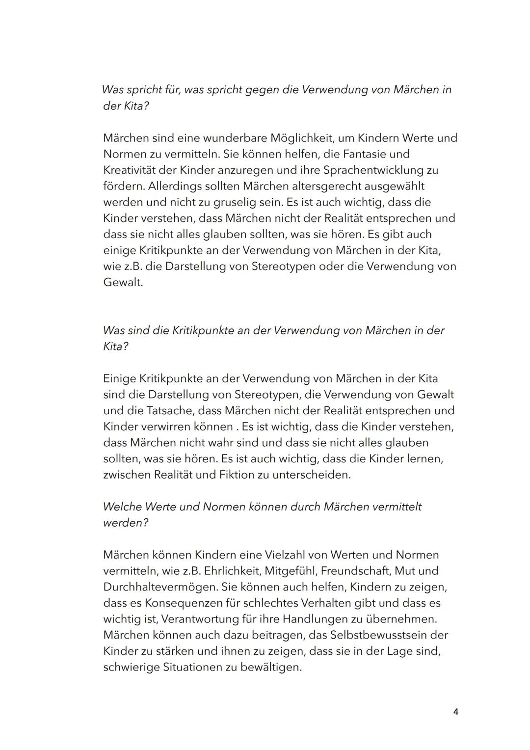 Deutsch: Märchen
Merkmale und Pädagogische Funktion für Kinder
Ein Märchen ist eine erfundene Geschichte, die von wundersamen
Begebenheiten 