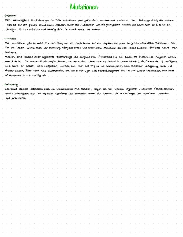 Know Lernzettel  (Gen- und Chromosomen-) Mutationen thumbnail