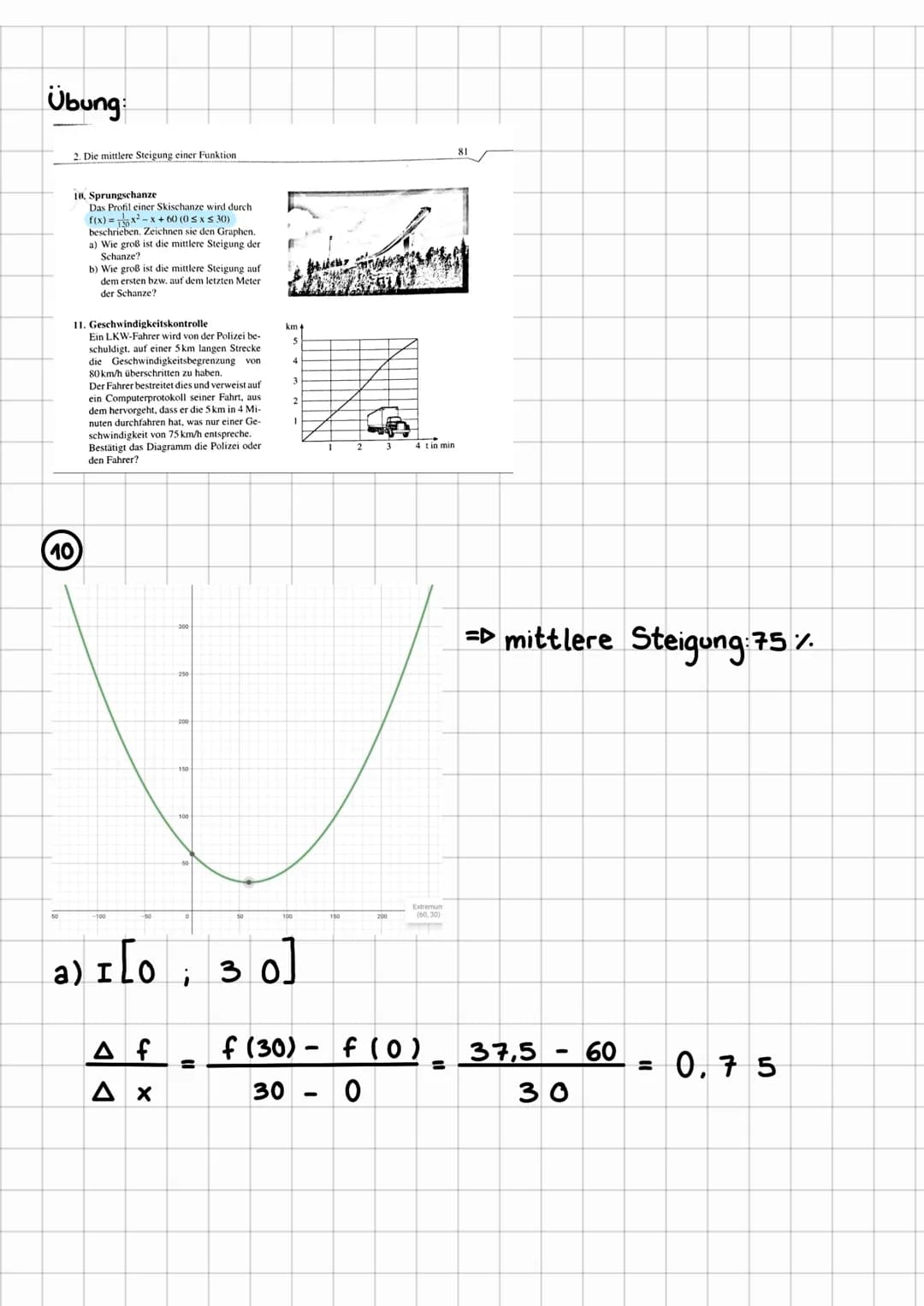 mittlere Steigung
Differenzquotienten.
YA
fb)
f(a)
1
2
Bsp: f(x)= 50
χε
Χ
Δ f
f (30)
f (10) =
Δ x
30
-
-
- 10
ΔΙ
Δ x
●
18
f(b) - f(a)
b
-
20