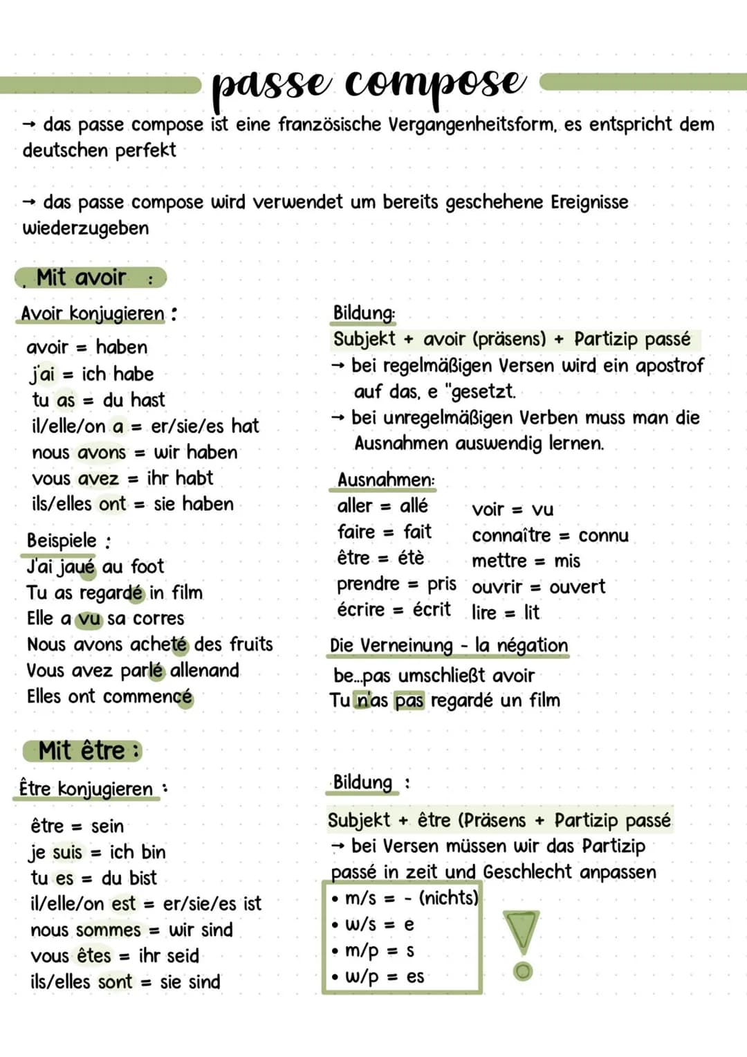passe compose
das passe compose ist eine französische Vergangenheitsform, es entspricht dem
deutschen perfekt
das passe compose wird verwend