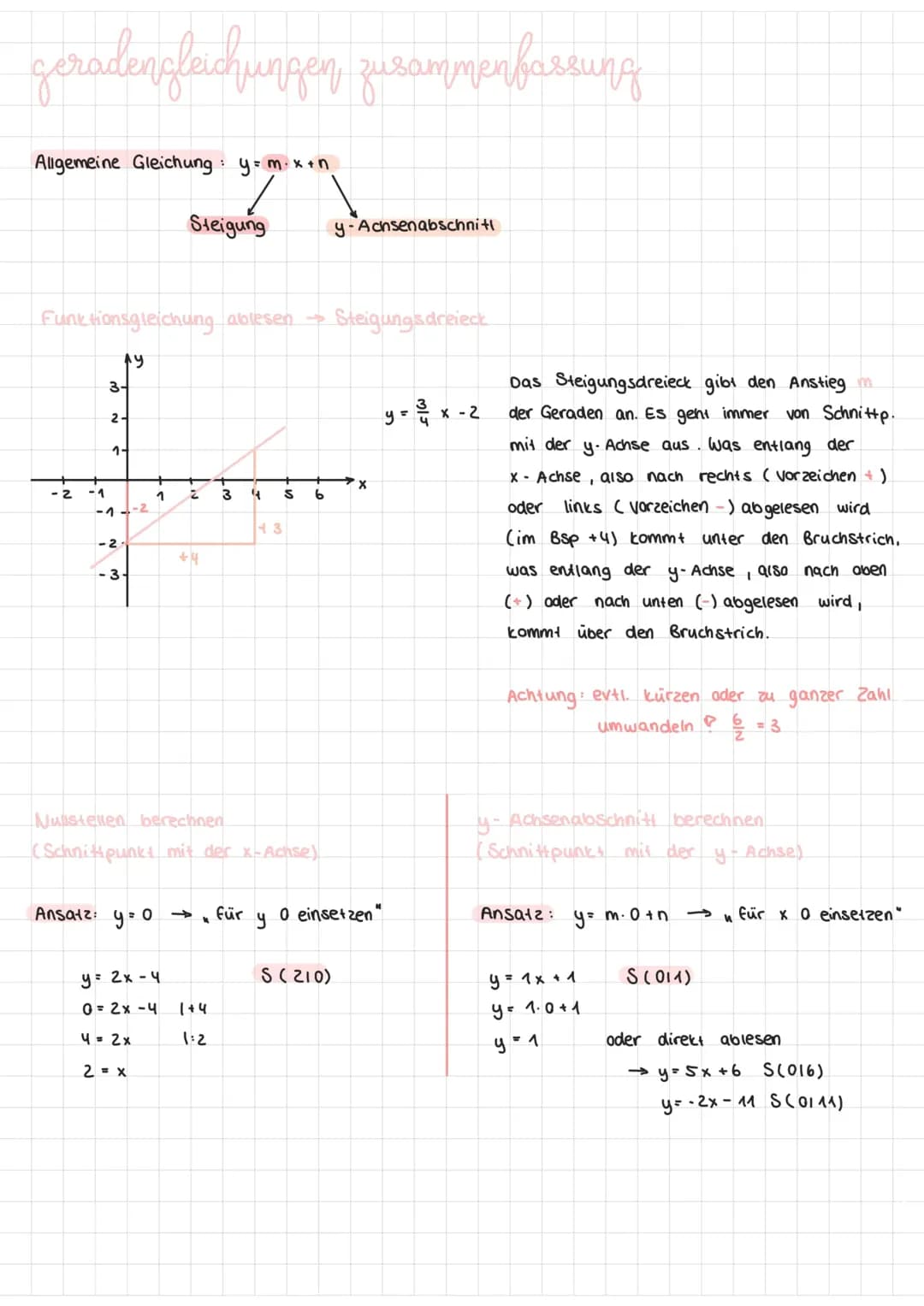 Berechnung von Geradengleichungen