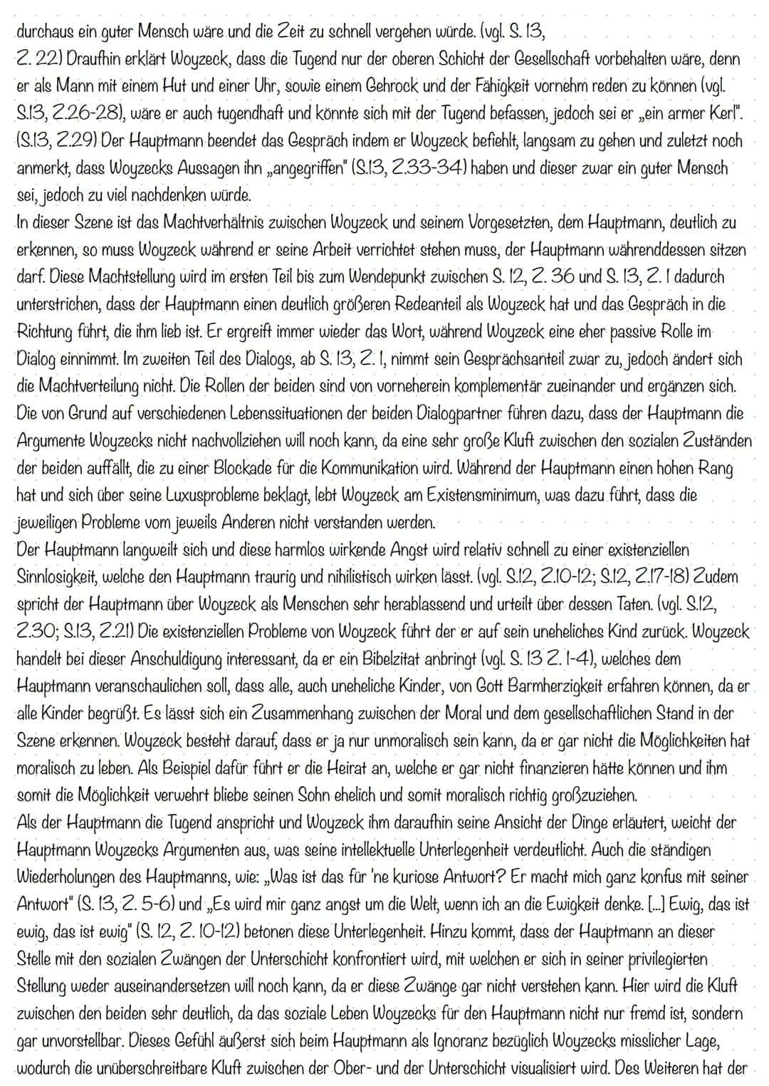 Analyse Szene 5
Bei der vorliegenden Szene handelt es sich um die fünfte Szene des sozialkritischen Dramas
Woyzeck" von Georg Büchner. Das D