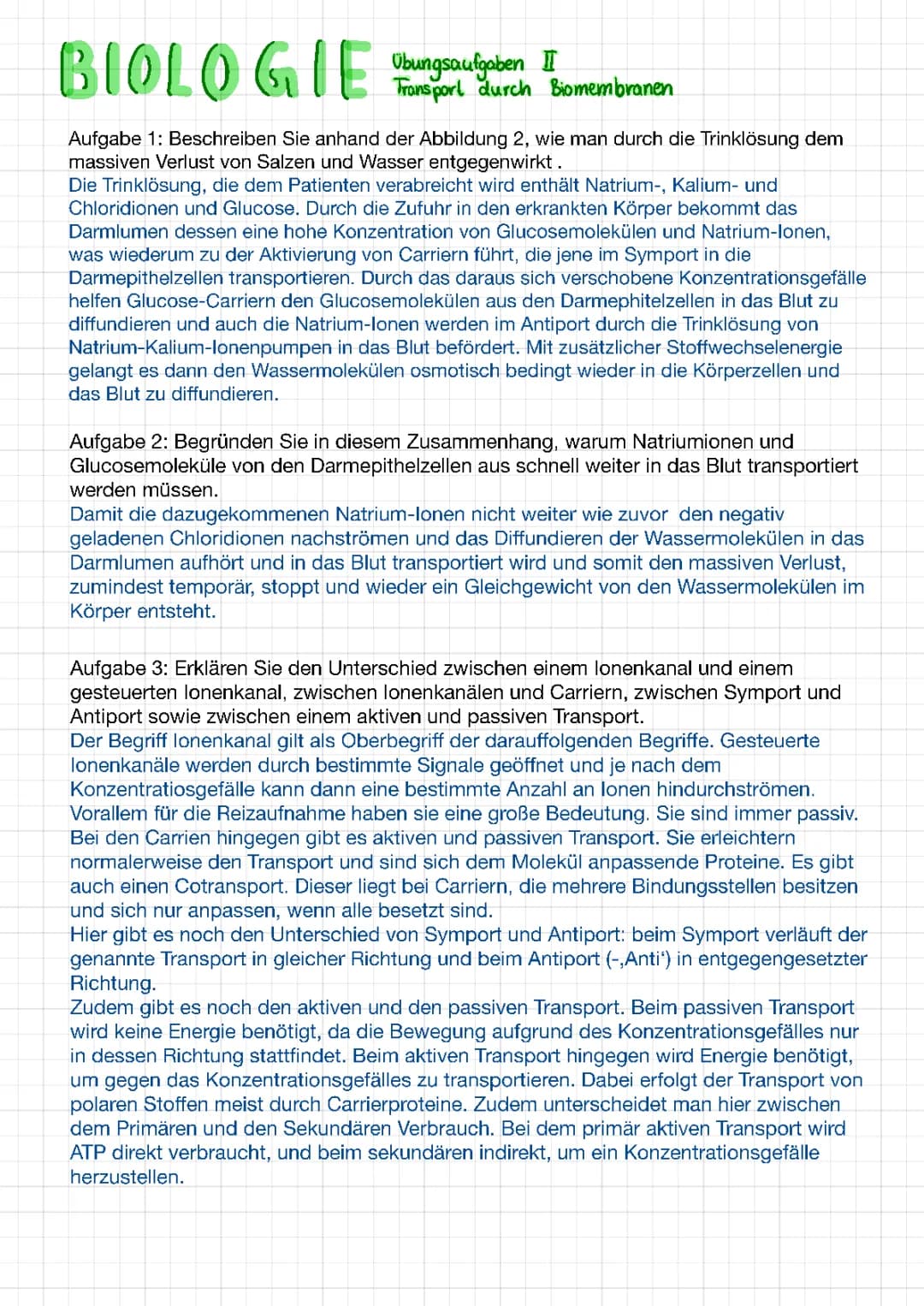 Effektive Choleratherapie und Membrantransportmechanismen