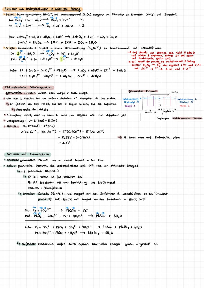 CHEMIE
Definitionen
Atom oder eine Verbindung
• Oxidation: Reaktion, bei der ein
e abgibt und sich so
• Reduktion: Reaktion, bei der ein Tei