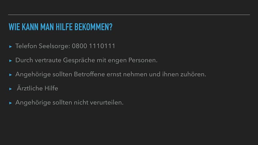 VERZWEIFLUNG
SELBSTZWEIFEL
SUIZID STRESS MÜDIGKEIT
ÜBERFORDERUNG FRUSTRATION
SORGEN
HOFFNUNGSLOS PANIK 5 MUTLOSIGKEITANTRIEBSLOSIGKEIT
ERECH