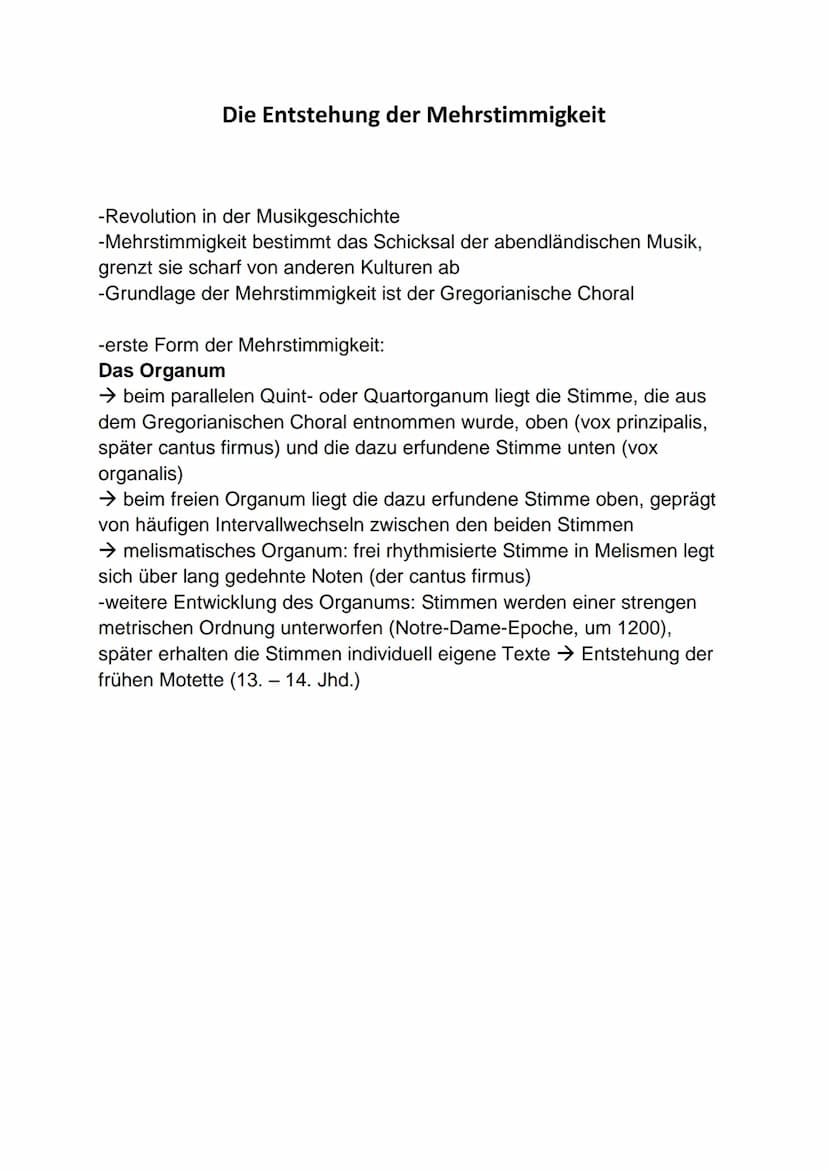 Die Entstehung der Mehrstimmigkeit
-Revolution in der Musikgeschichte
-Mehrstimmigkeit bestimmt das Schicksal der abendländischen Musik,
gre