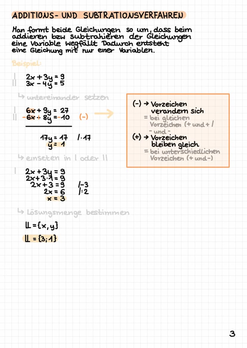 lernzettel
GLEICHSETZUNGSVERFAHREN
Man Löst zwei Gleichungen nach nur einer
Variablen auf (meistens x oder y)
Beispiel:
1
y = 4x-2
y-3x = 5
