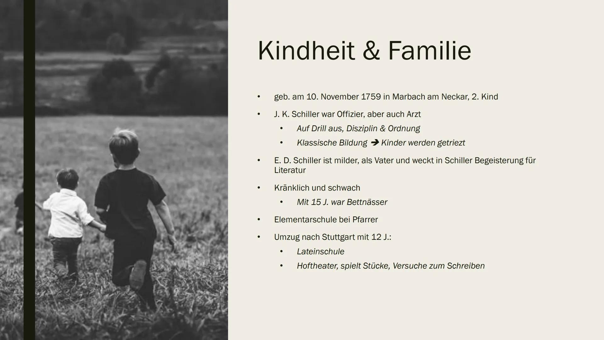 FRIEDRICH
SCHILLER
Von Arthur Avetisian //
WGY-12 Agenda
I
I
I
I
I
■
■
I
I
I
Kindheit & Familie
Militär, Studium, Freiheitsdrama
Karriere, F