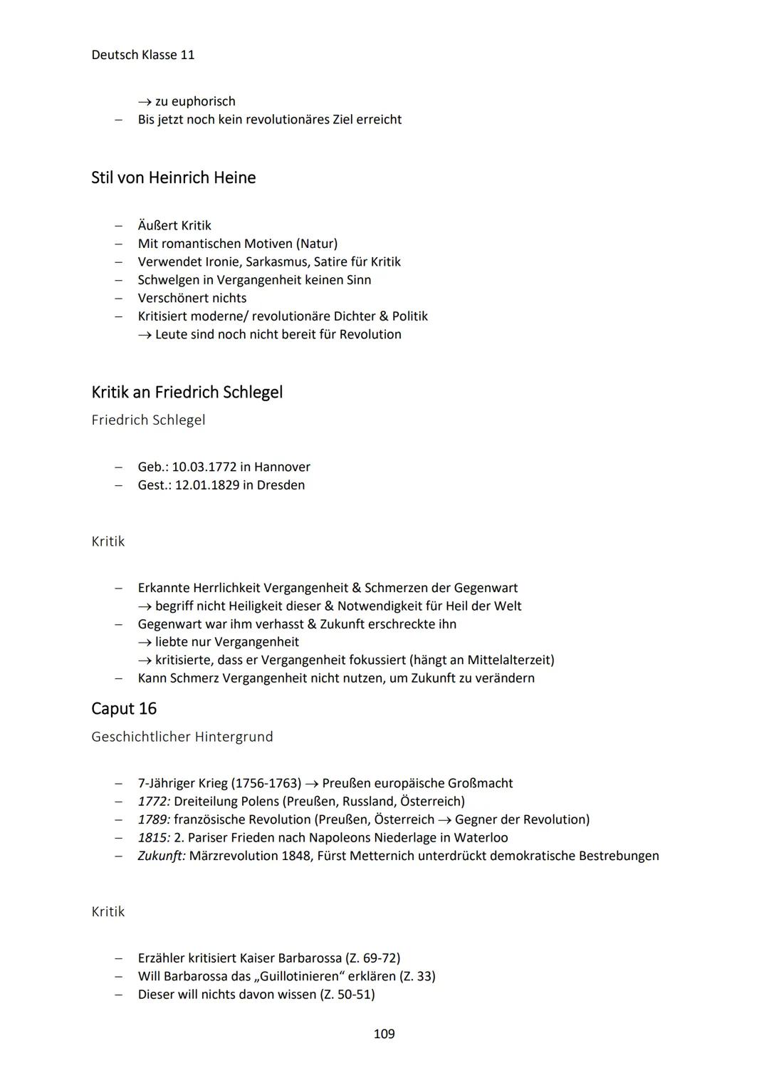 Deutsch Klasse 11
RÜCKBLICK KLASSE 10
Barock/Barockmusik
Begriff für die Epoche von etwa 1600 1750 (etwa Gleichlaufend mit der europäischen
