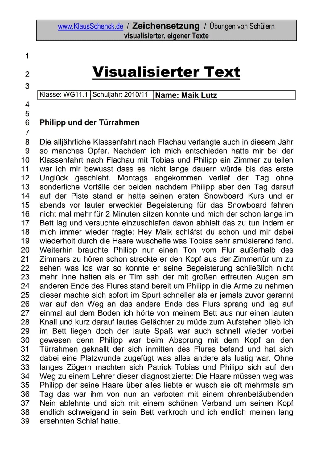 www.KlausSchenck.de / Deutsch-Abi-Training: Kommaregeln / S. 1/5
Zeichensetzung -
der Schwachpunkt ganzer Schülergenerationen!
Die Regeln wu