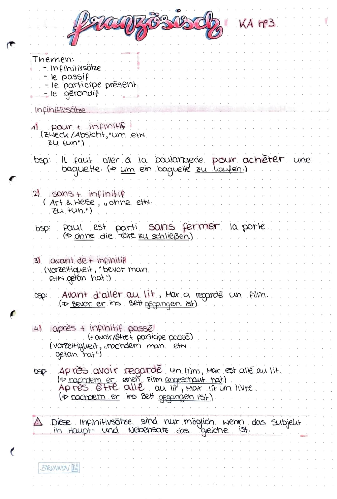 Infinitivsätze le passif le participe prèsent  le gérondif