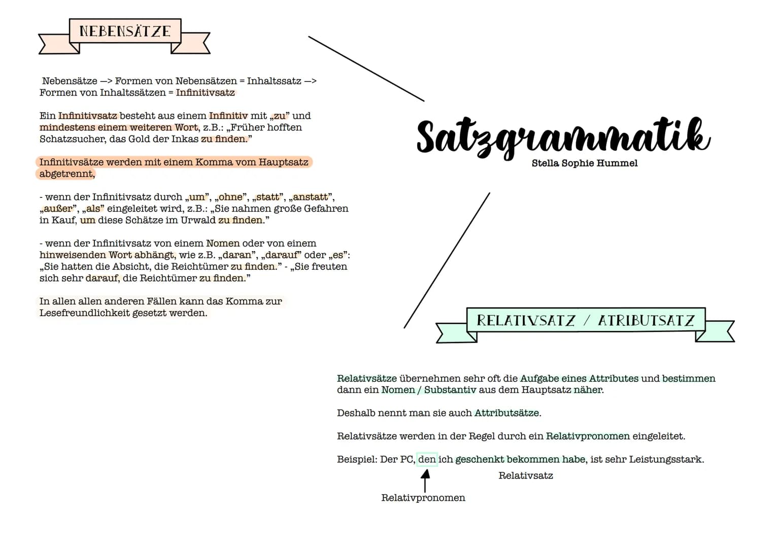 HAUPT NEBENSATZ
Hauptsätze (HS)
- können alleine stehen.
- Personalform des Verbs (finite, konjugierte Verbform) steht an zweiter Satzglieds