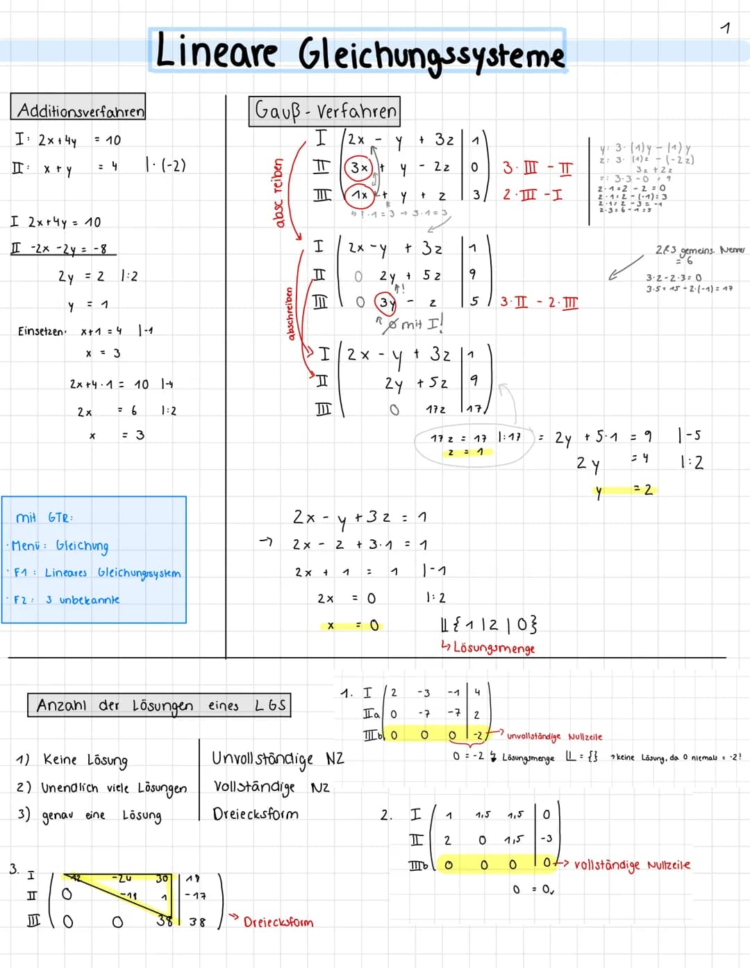 Additionsverfahren
I: 2x+4y
II: x + y
I 2x+4y= 10
II -2x - 2y = -8
2y = 2
Einsetzen.
3.
Y
HEE
= 10
= 4
II
= 1
ㅍ
x + 1 = 4
x = 3
2 x
1:2
X
2x