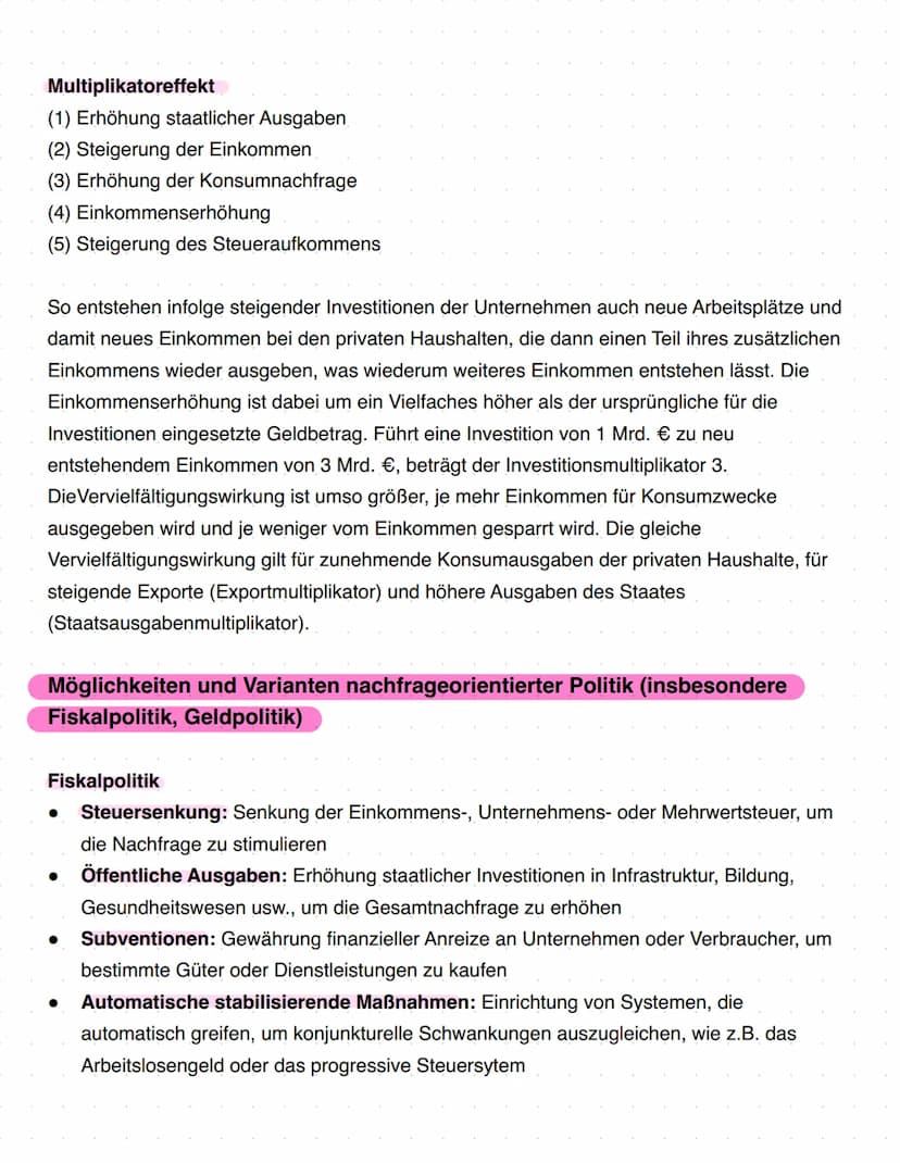 Politik und Wirtschaft 22
Q2.1 Konjunkturanalyse und Konjunkturpolitik - Herausforderungen
prozessorientierter Wirtschaftspolitik
Beobachtun