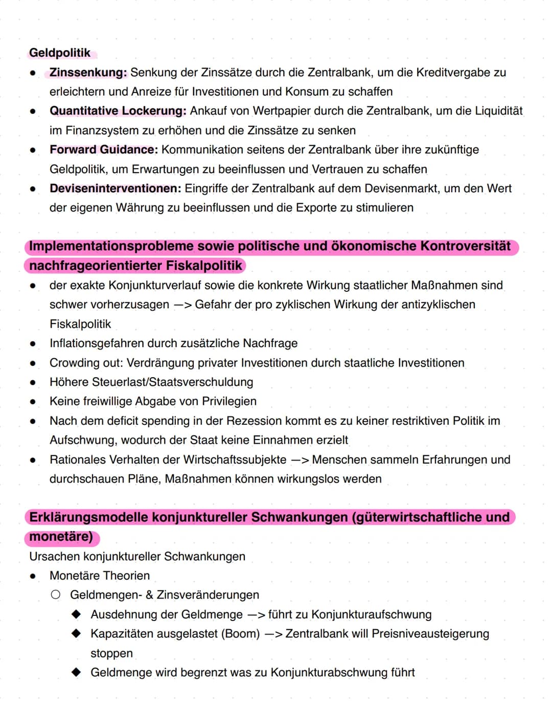 Politik und Wirtschaft 22
Q2.1 Konjunkturanalyse und Konjunkturpolitik - Herausforderungen
prozessorientierter Wirtschaftspolitik
Beobachtun