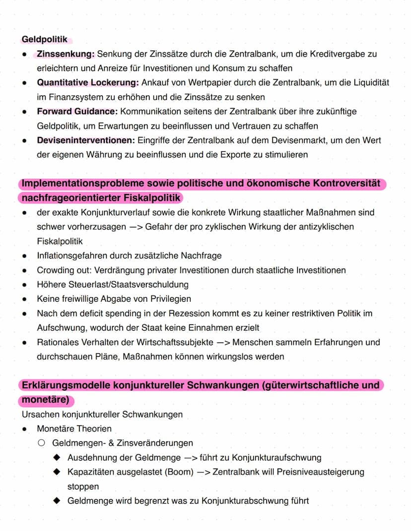 Politik und Wirtschaft 22
Q2.1 Konjunkturanalyse und Konjunkturpolitik - Herausforderungen
prozessorientierter Wirtschaftspolitik
Beobachtun
