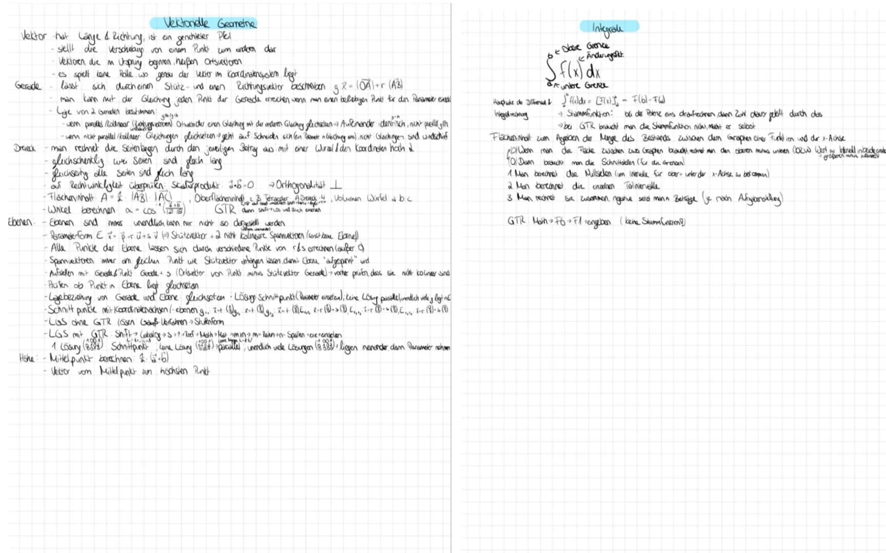Mündliche Prüfung Mathe
Abitur 2023 NRW
Zusammenfassung GK Vektorielle Geometrie
Vektor hat Lange & Richtung, ist ein genchteter Pleil
- ste