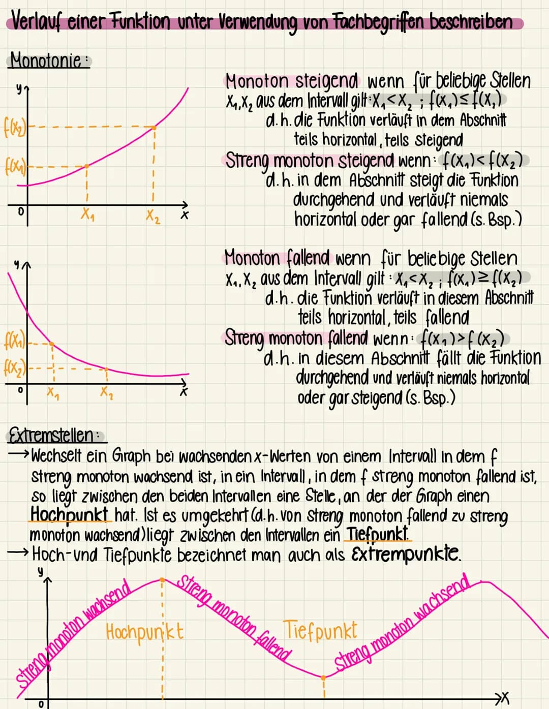 Differentialrechnung Zusammenfassung
Graphisch ableiten
((X) NEW
['(X) NEW
("0)
NEW
N- Nullstellen
E - Extrema
w - Wendepunkte
in allen Absc