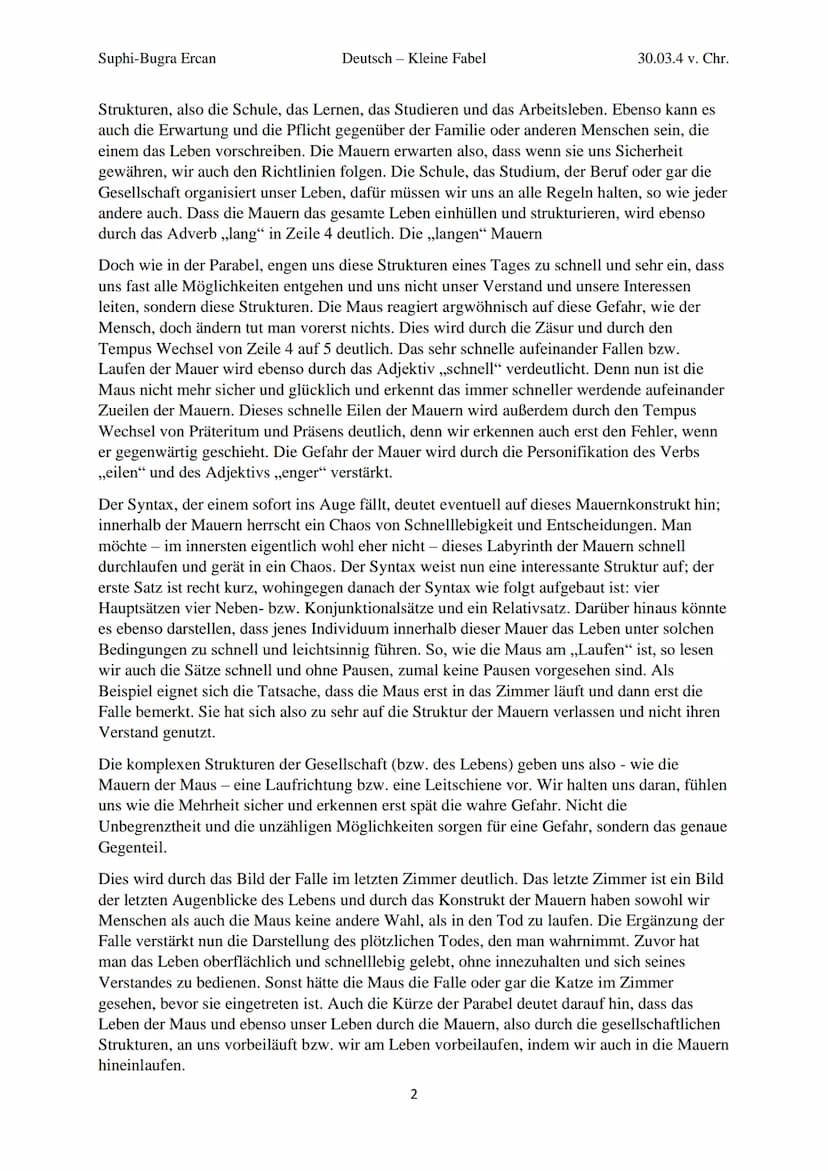 Suphi-Bugra Ercan
Deutsch - Kleine Fabel
30.03.4 v. Chr.
Eine Welt, derer Individuen sich von Strukturen anderer leiten lassen, ist und war 