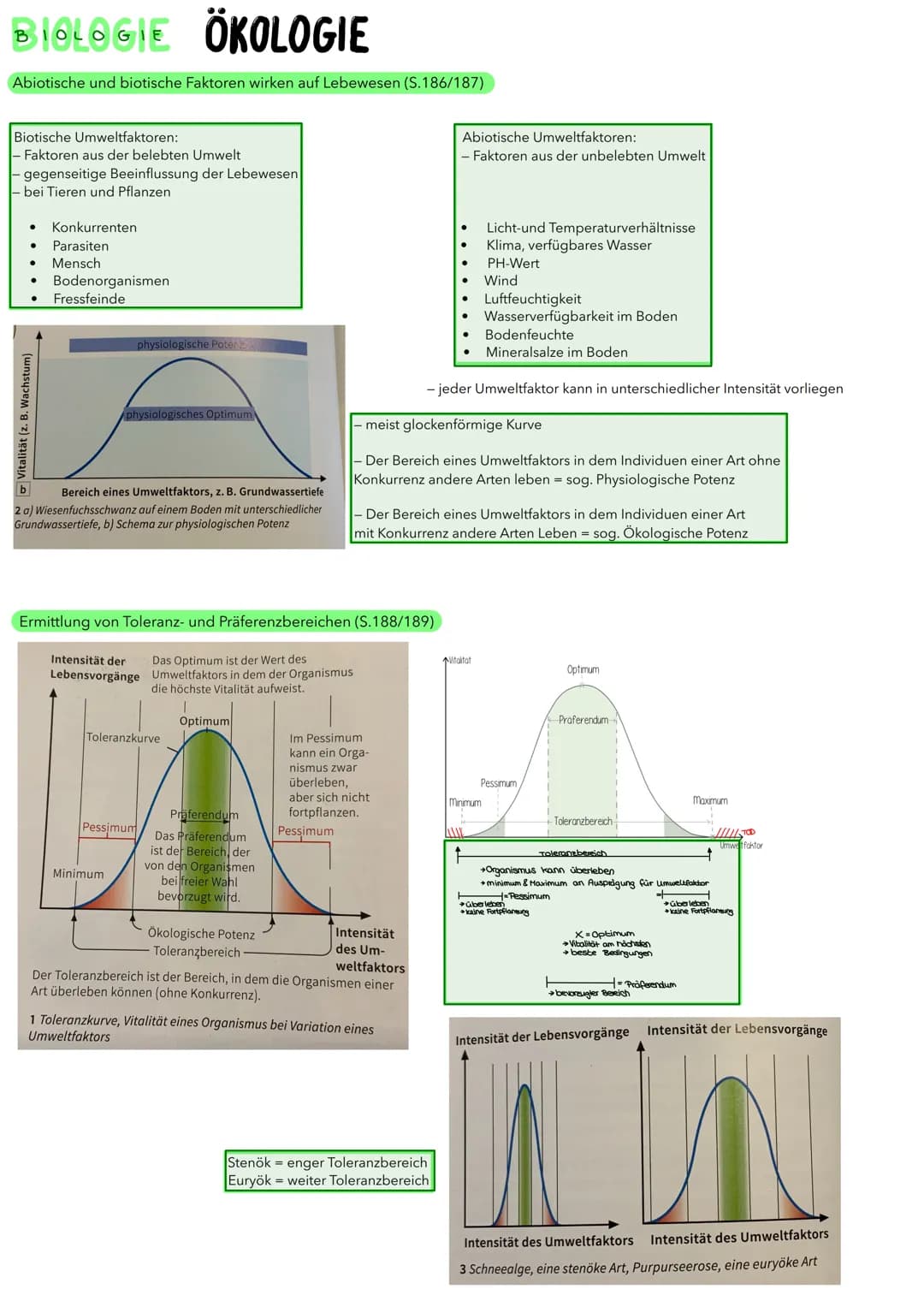 BIOLOGIE ÖKOLOGIE
Abiotische und biotische Faktoren wirken auf Lebewesen (S.186/187)
Biotische Umweltfaktoren:
- Faktoren aus der belebten U