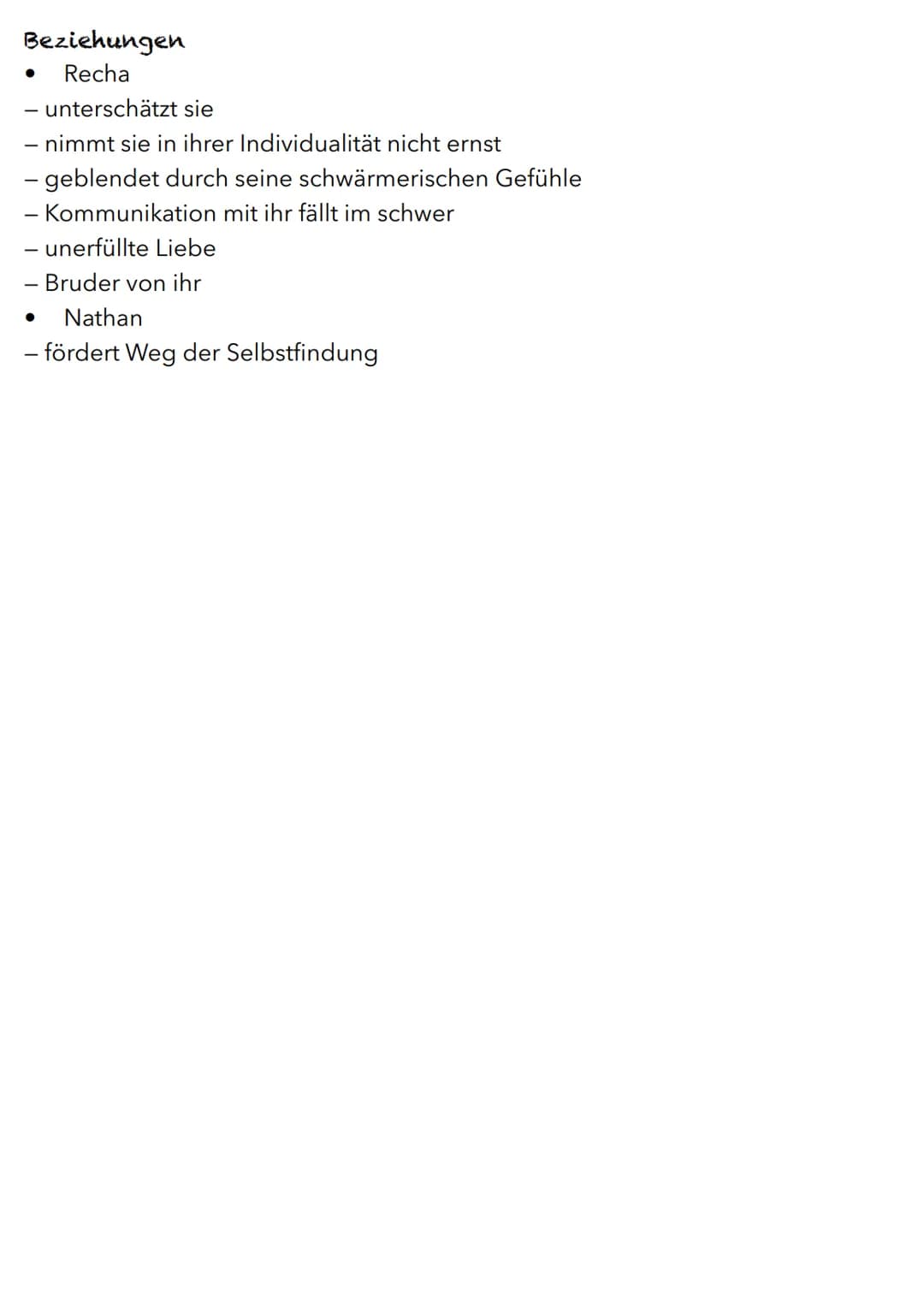 Nathan
Grundlegende Informationen
wichtigste Figur / Hauptfigur
trägt Beinamen ,,der Weise"
Charakter
weise
- Weisheit ist durch gewisses Ma