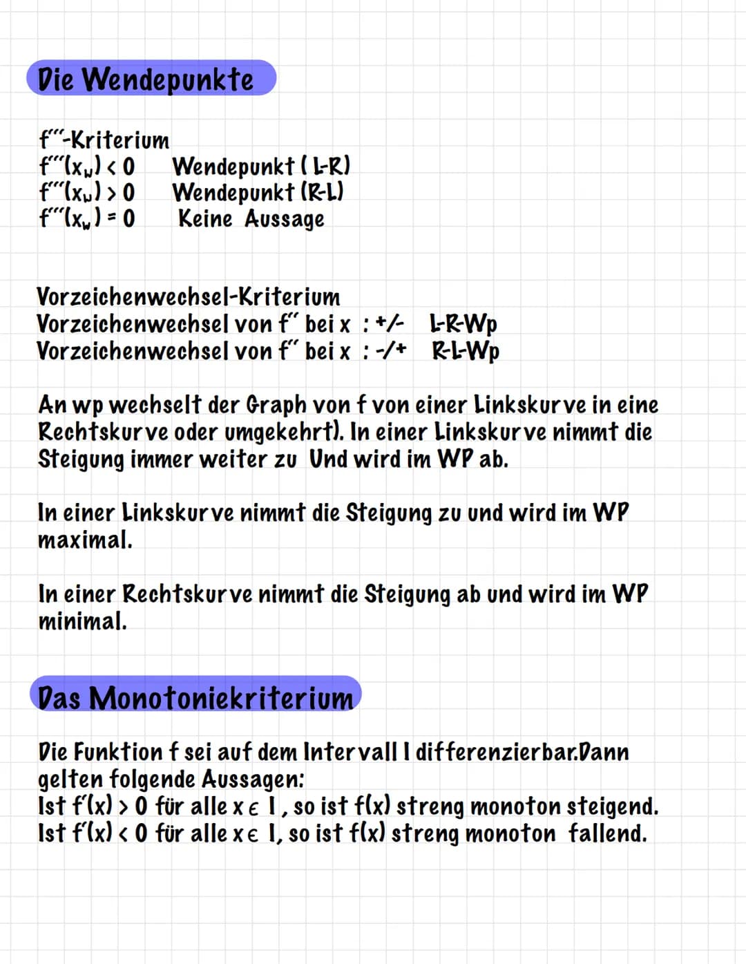 -3
Symmetrie
Der Term f(-x) wird berechnet und mit f(x) bzw. -f(x) verglichen:
f(-x)=f(x)
f(-x)=-f(x)
Achsensymmetrie zur y-Achse
Punktsymme