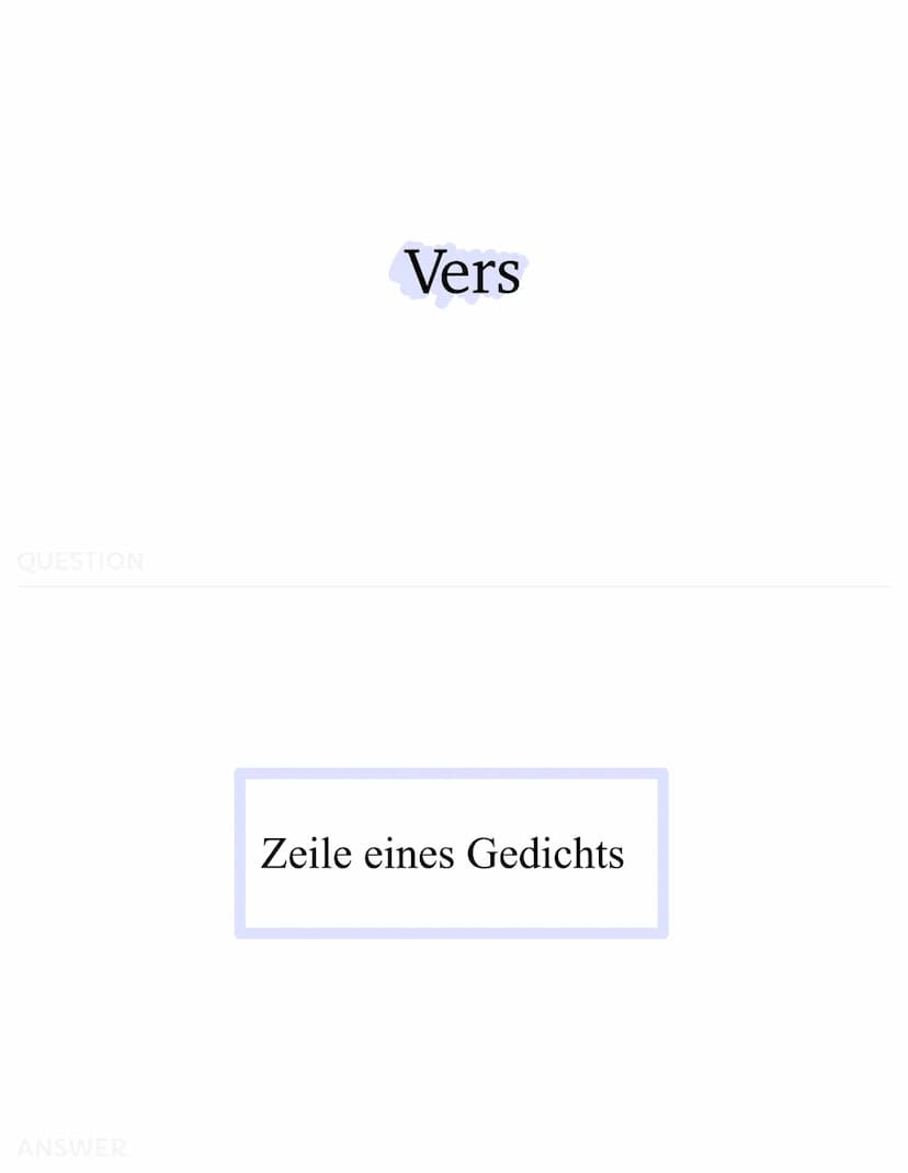 QUESTION
Lyrisches Ich
Lyrisches Ich = Sprecher nicht unbedingt der Autor
- teilt Gefühle, Beobachtungen & Gedanken mit
L₂
Leser kann dadurc