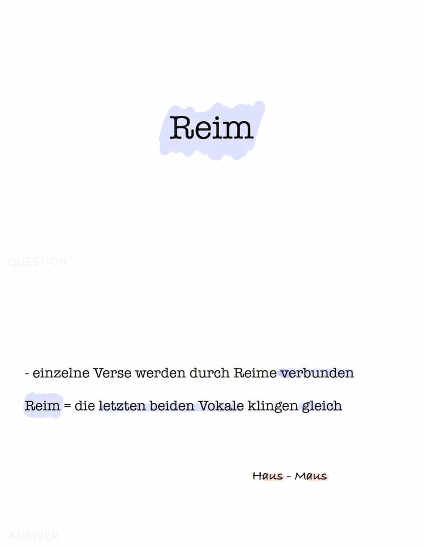 QUESTION
Lyrisches Ich
Lyrisches Ich = Sprecher nicht unbedingt der Autor
- teilt Gefühle, Beobachtungen & Gedanken mit
L₂
Leser kann dadurc