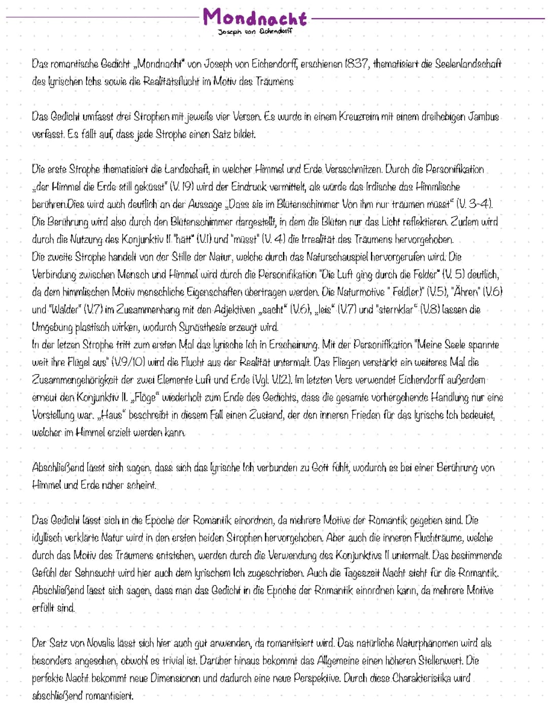Mondnacht Analyse 