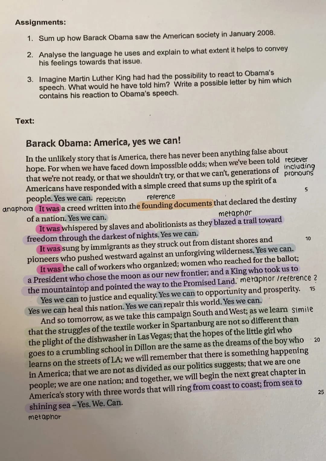 Understanding Barack Obama's 'Yes We Can' Speech: An Easy Analysis
