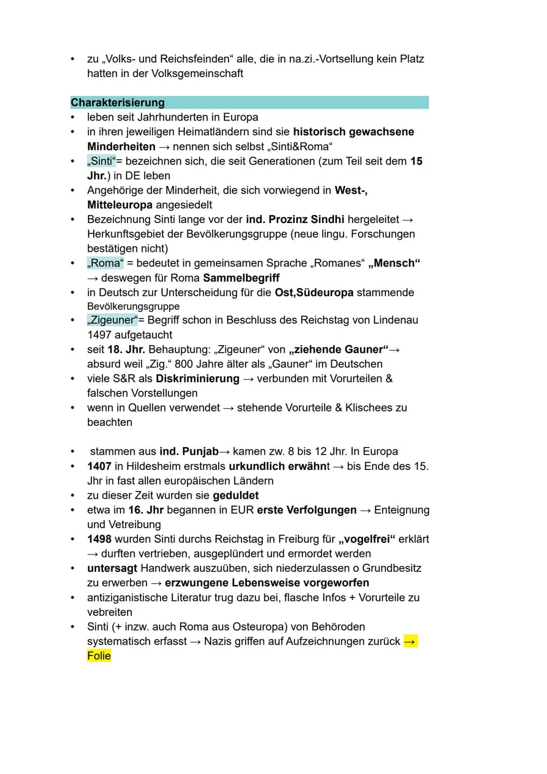 VERFOLGUNG VON SINTI UND ROMA
Kalea Czerny, 12.2, Geschichte Name: Kalea Czerny
Klasse: 12.2
Schule: Joliot-Curie-Gymnasium
Fach: Geschichte