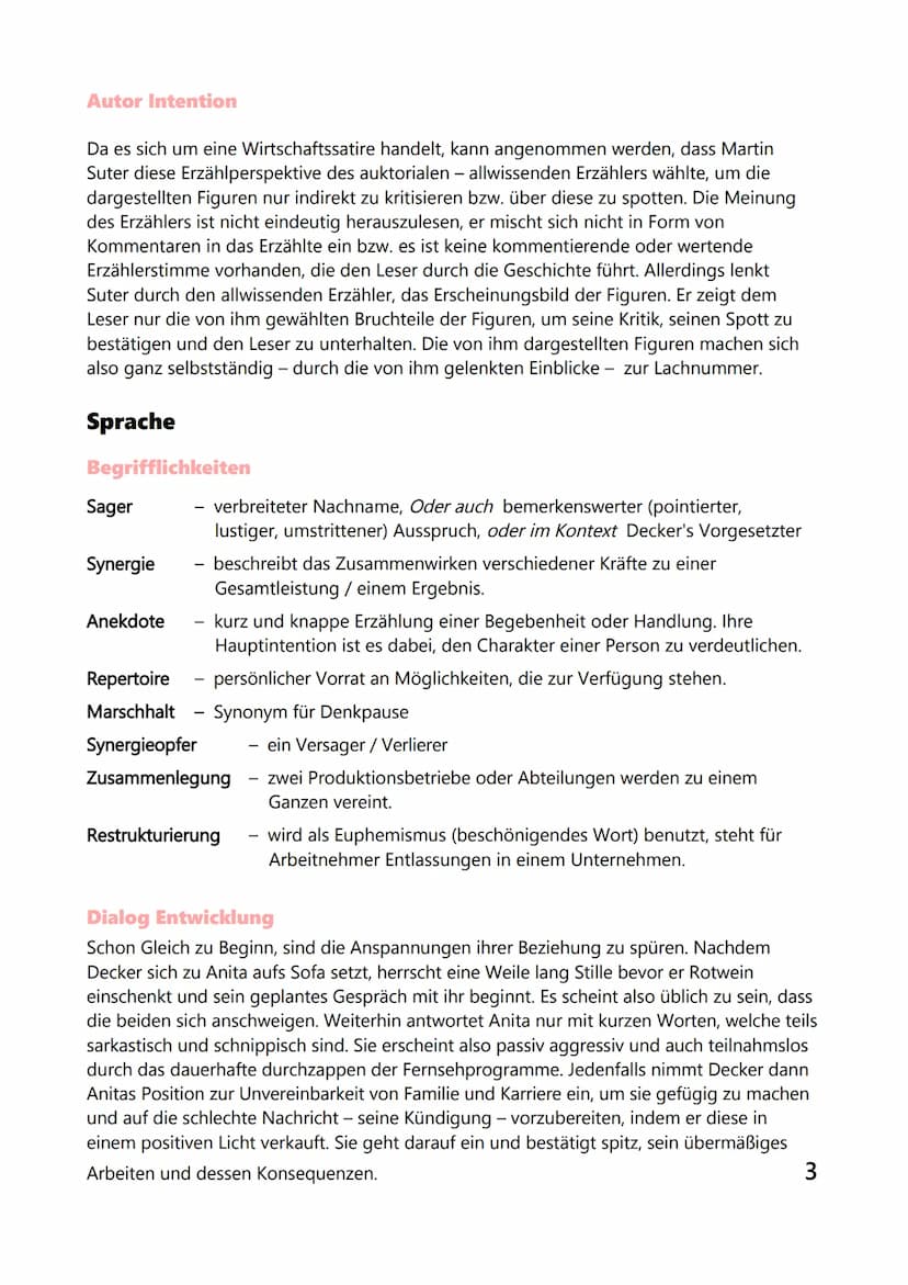 Inhaltsverzeichnis
1. Inhaltswiedergabe.
2.
Erzählperspektive
3.
4.
5.
Martin Suter
Wie sag ich es Anita
6.
7.
8.
9.
2.1 Zeilenbelege
2.2 Au