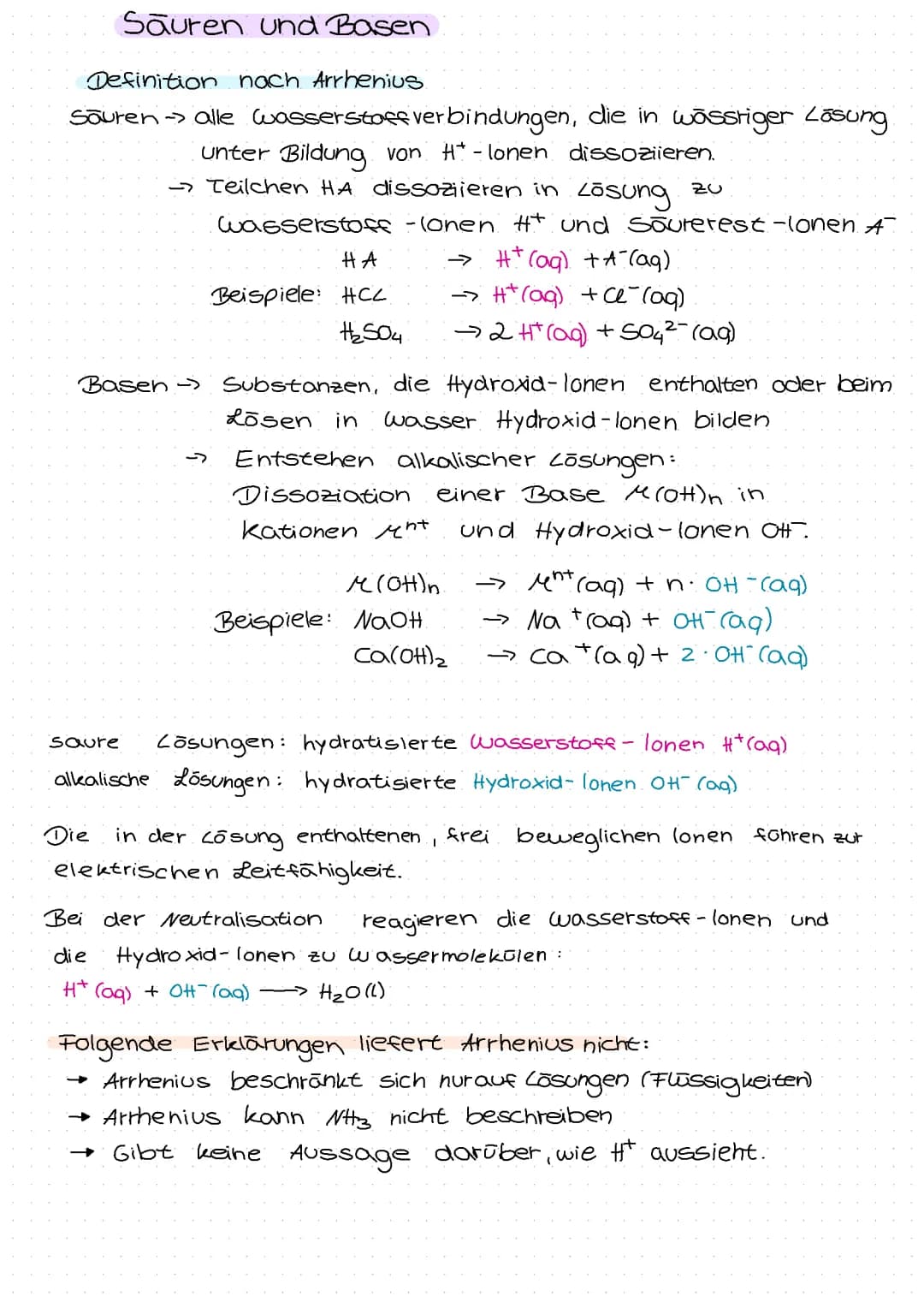 Säure-Basen-Theorie: Arrhenius und Brönsted, pH-Wert Berechnen